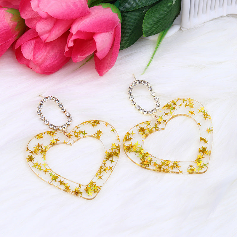 Wholesale Mother's Day Acrylic Transparent Peach Heart Earrings