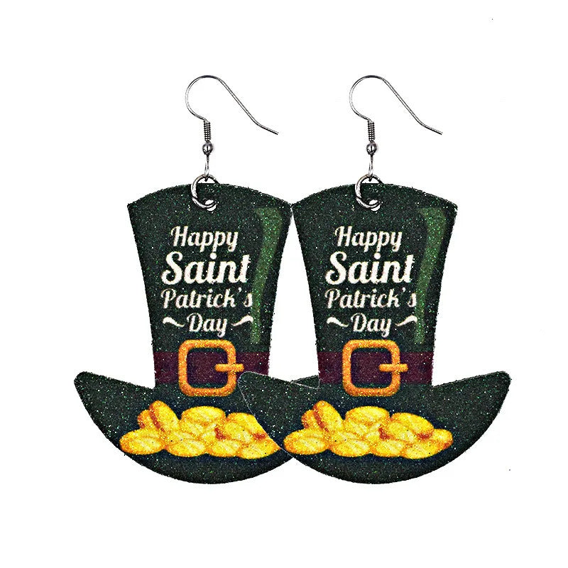 Wholesale St Patrick's Day Acrylic Carnival Pendant Earrings