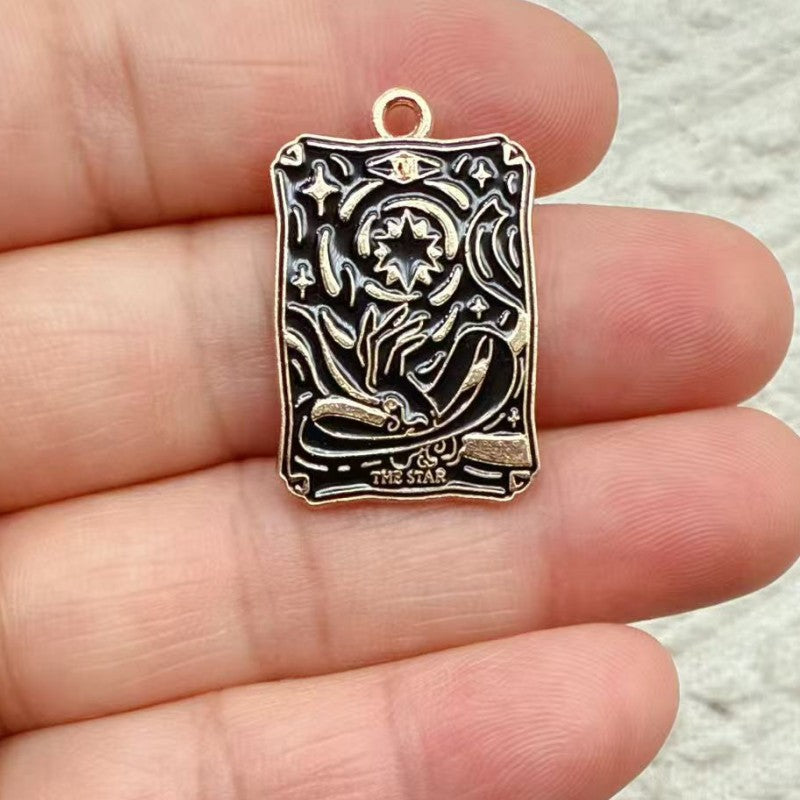 Wholesale Retro Tarot Card Pendant Charms White Zinc Alloy DIY Jewelry Accessory For Necklace Earrings Keychain For Resale