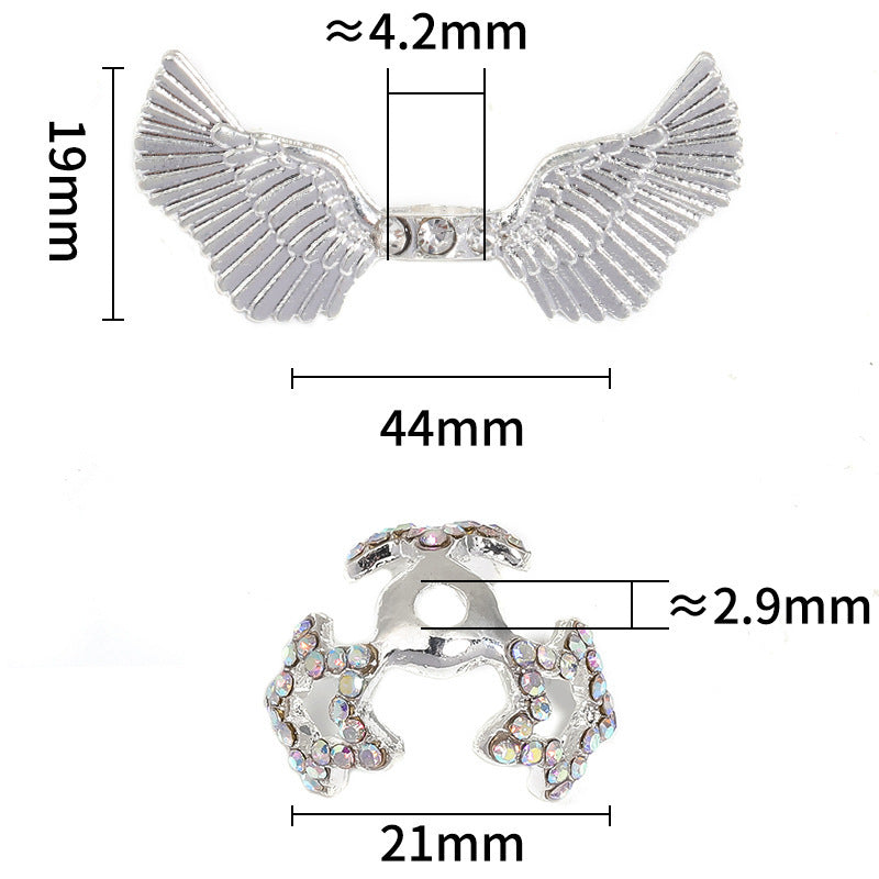 Wholesale 10pcs/pack Diamond-encrusted five-pointed star angel wing beaded  Crystal Beads