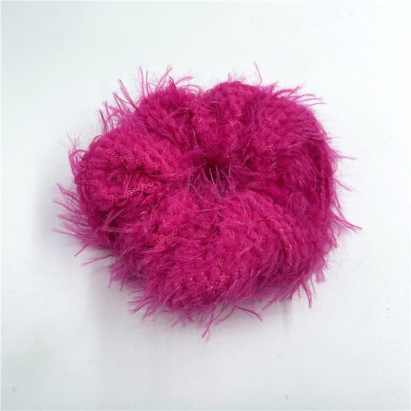 Wholesale Coral Mink Plush High Elastic Rubber Band Headwear