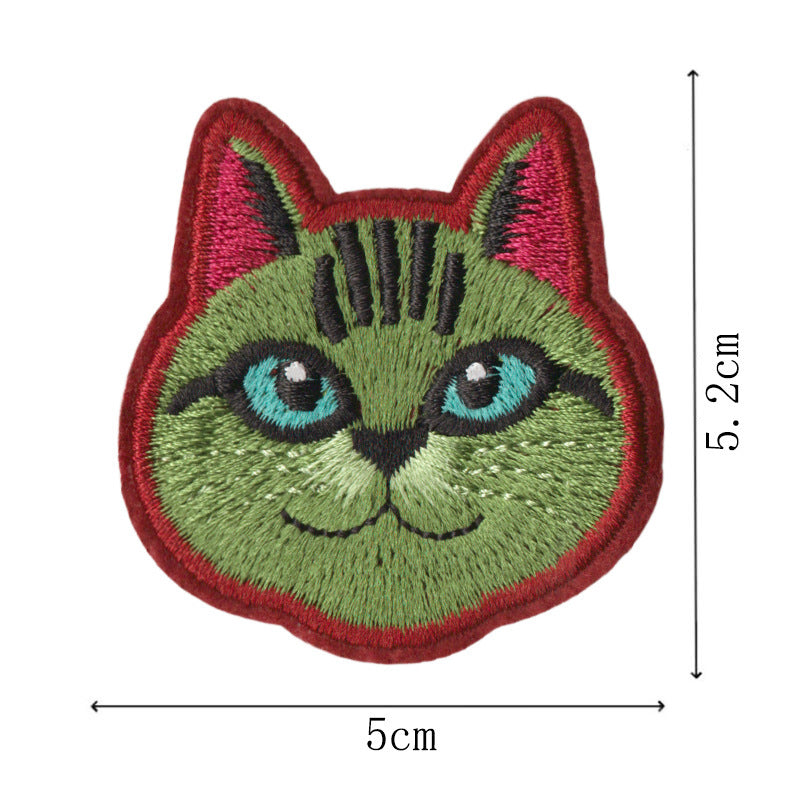 Wholesale Cartoon Cat Embroidery Iron On Patches 9 Pcs Polyester Cotton Clothing Repair Sticker Trendy DIY Fashion Accessory