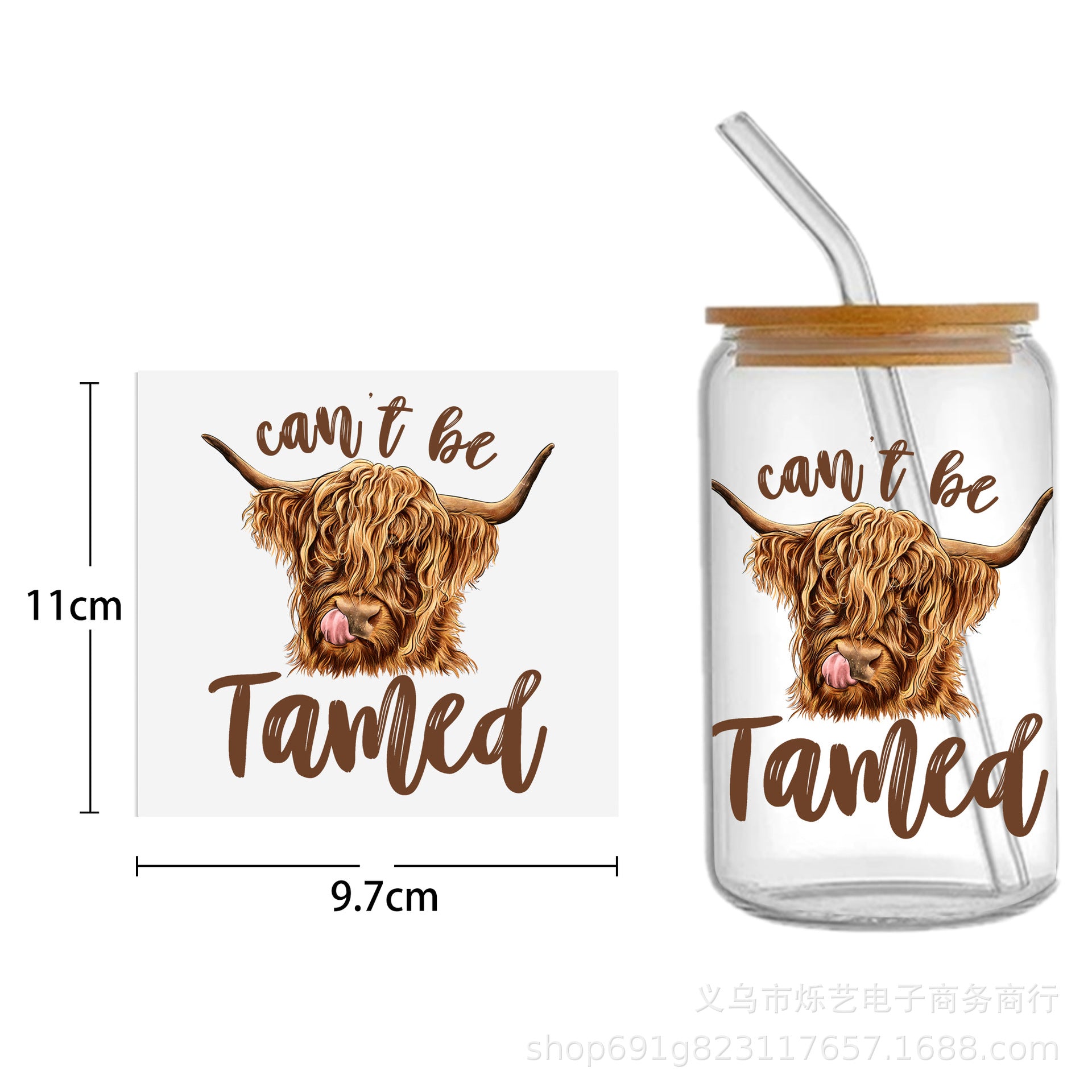 Wholesale Cow  Alpaca Animal Series 16oz Cup UV DTF Wraps
