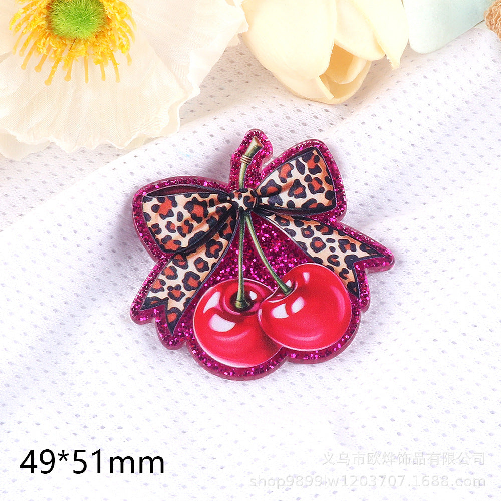 Wholesale  5pcs/pack  Cartoon bow heart ornament Acrylic Flatback