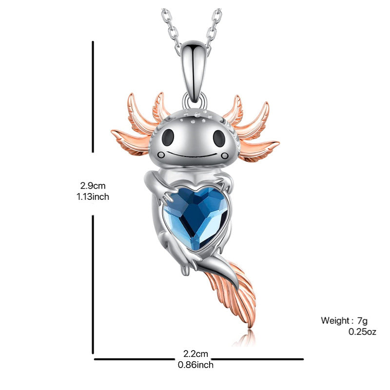 Wholesale  cute pink salamander hand holding love pendant clavicle chain female