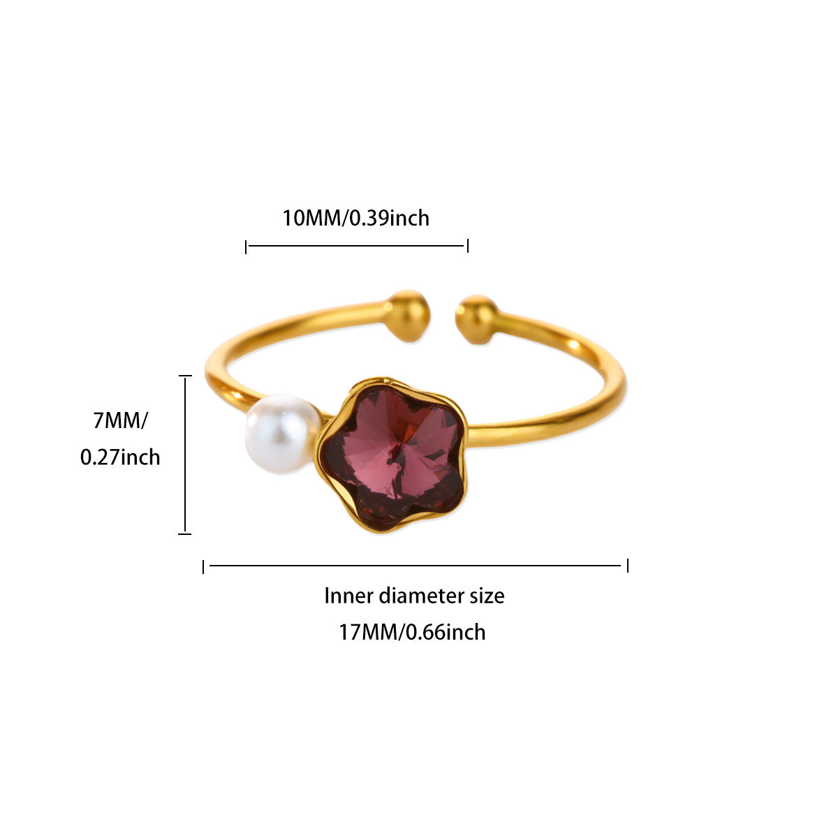 Wholesale Luxury Zircon Pearl Heart-Shaped Adjustable Opening Ring