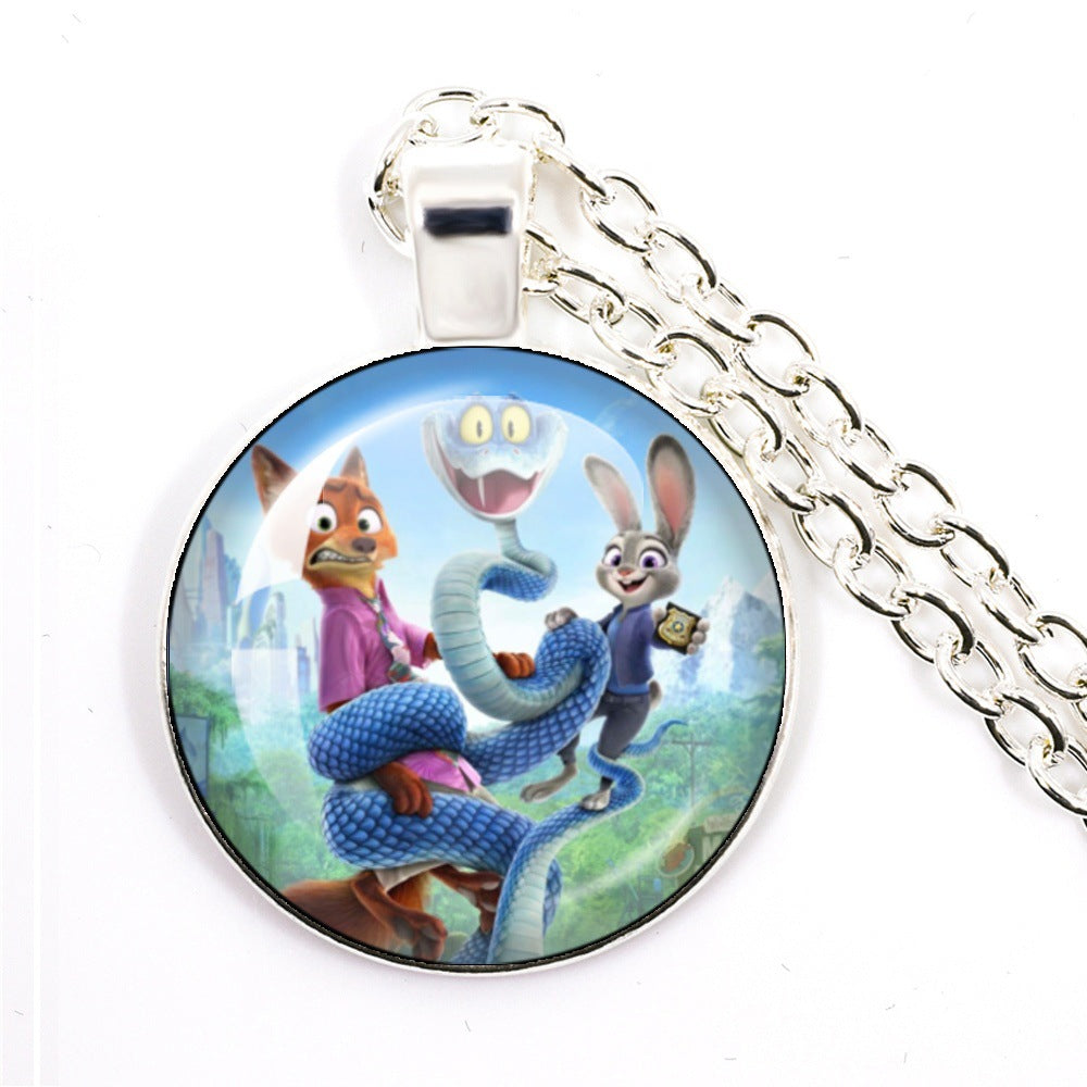 Wholesale Cartoon Cute Animal Time Gem Round Necklace  OLY Exclusive