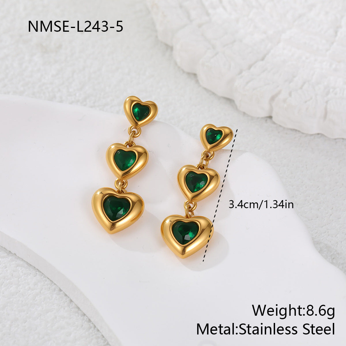 Wholesale  Heart-shaped Zircon Stainless Steel Earrings