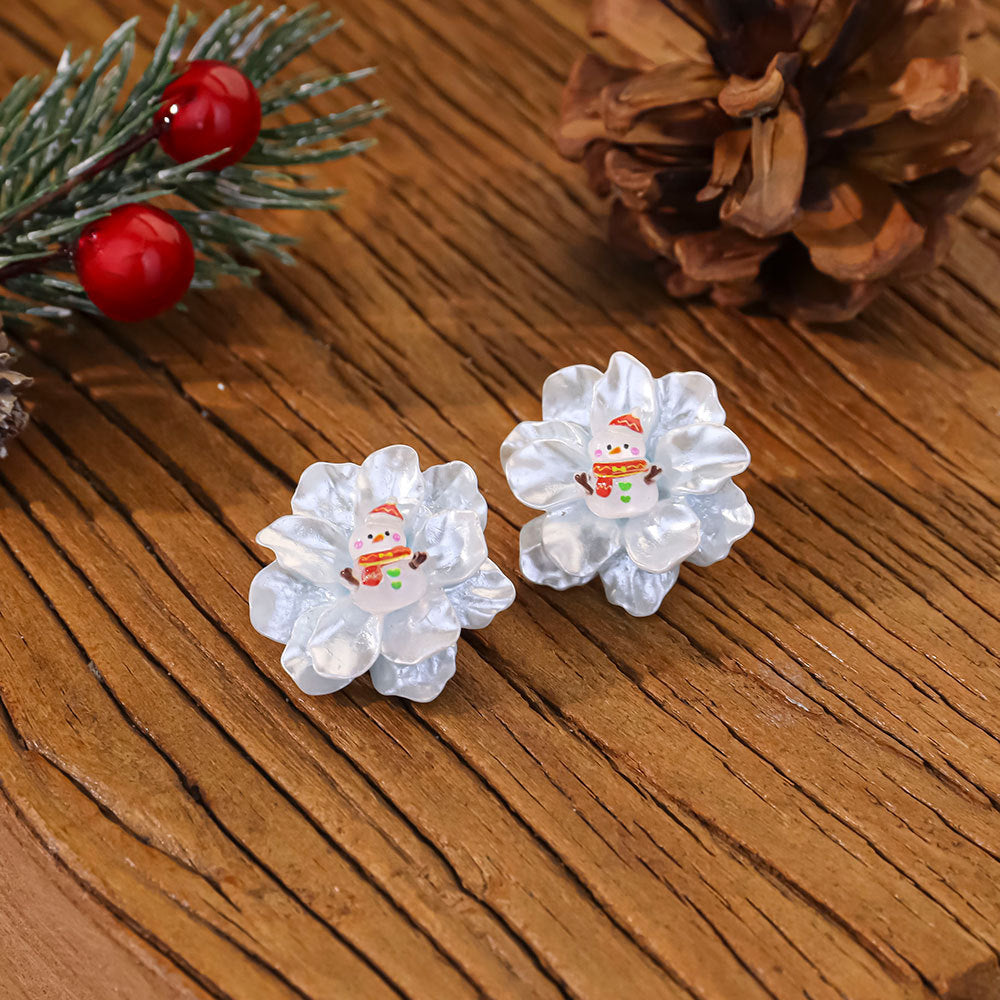 Wholesale Colorful Flowers Christmas Series Acrylic Earrings