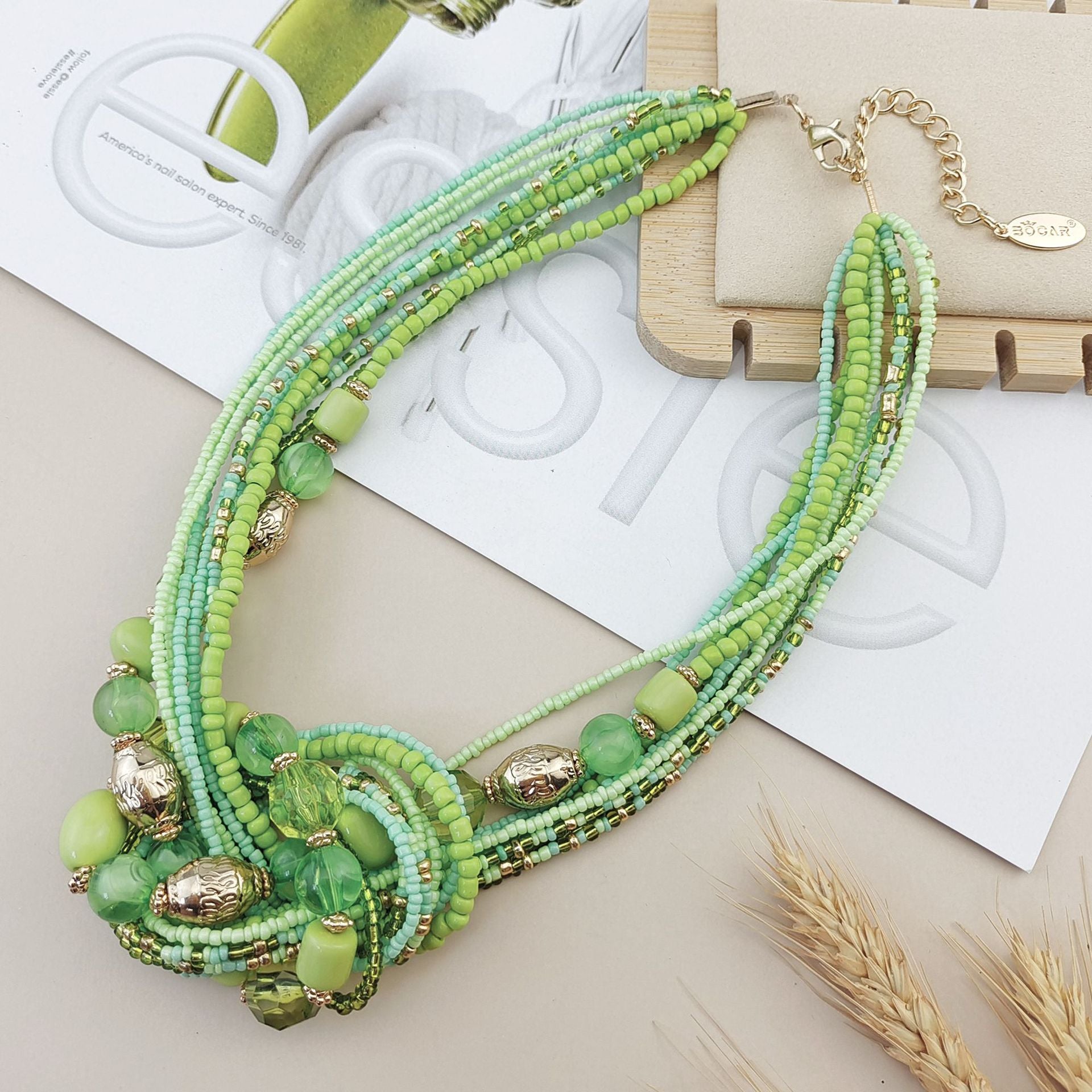 Wholesale Multi-layer Knotted Rice Beads Fashionable Versatile Necklace