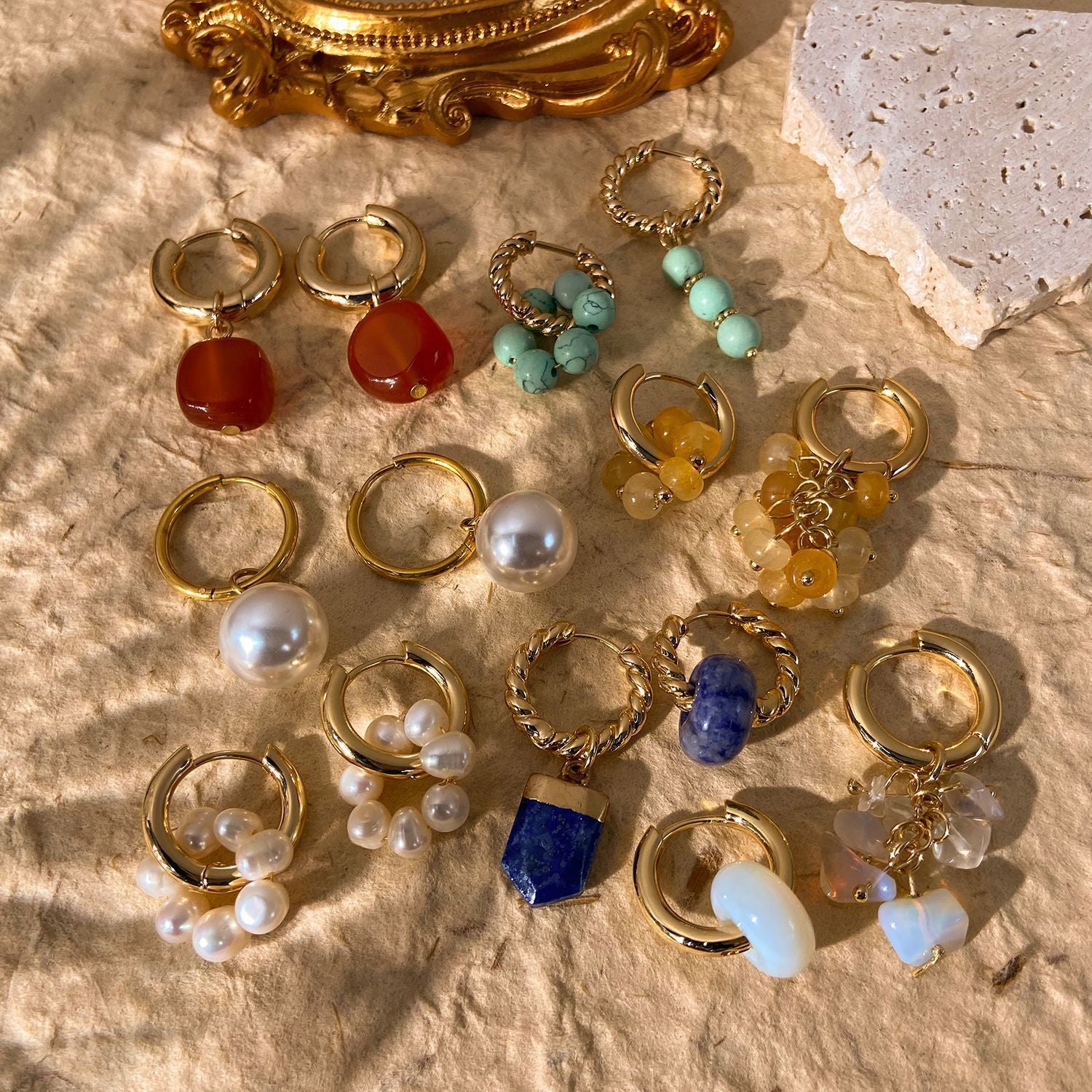 Pendientes de aleación de elementos de perlas de agua dulce al por mayor