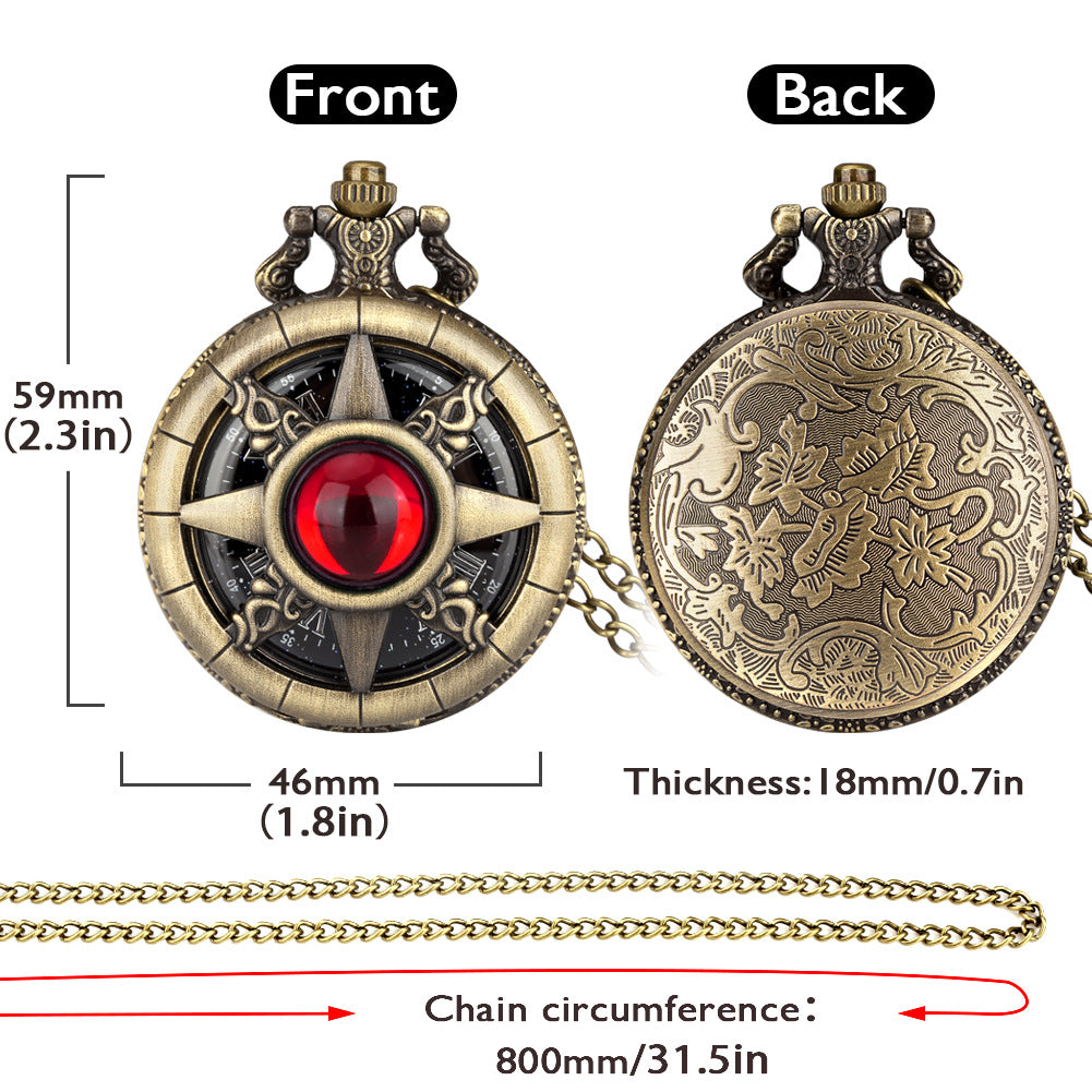 Wholesale Quartz Movement Bronze Hollow Inlaid Semicircular Haoshiqing Antique Pocket Watch