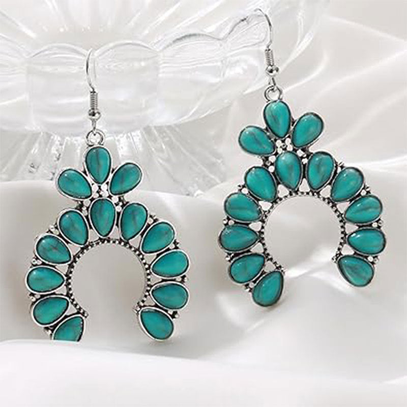 Wholesale Horseshoe fan-shaped acrylic turquoise earrings