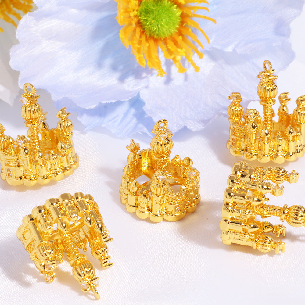 Wholesale 6pcs Acrylic Beads in Beads  Castle Half Hole Beads Pen Cap