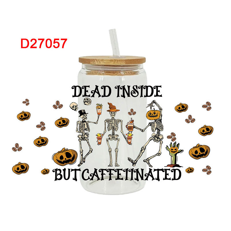 Wholesale Pumpkin Ghost Skeleton Halloween 16oz Cup UV DTF Wraps