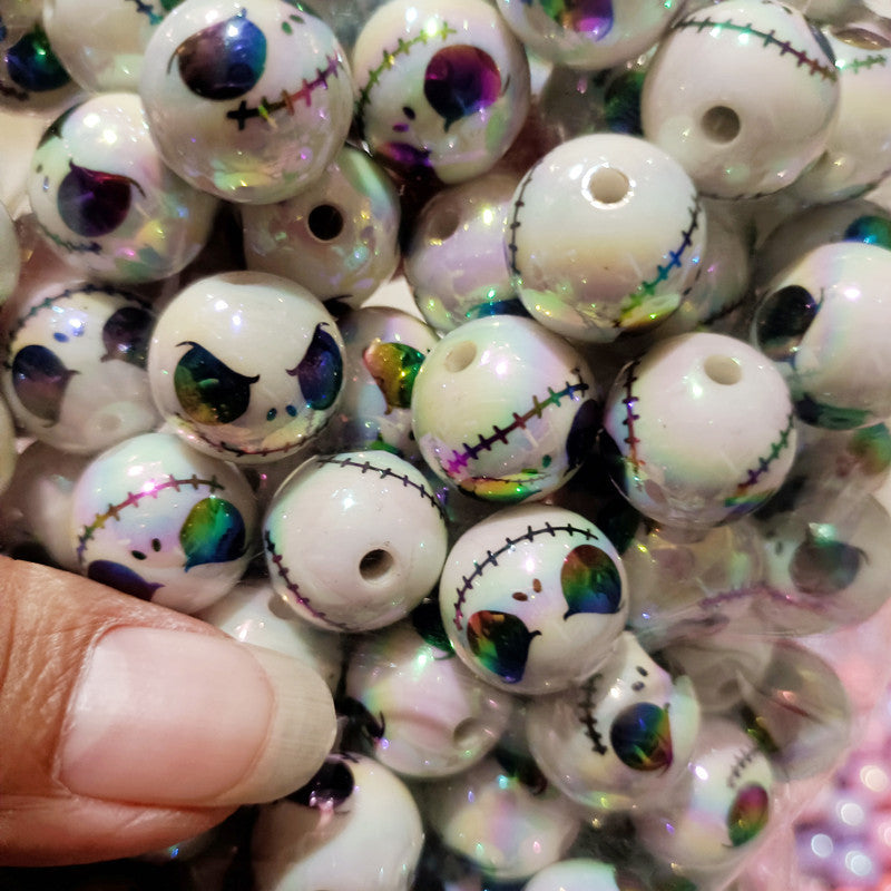 Wholesale 200pcs 16mm UV Plated Colorful Halloween DIY Bead Accessories Straight Hole Round Beads