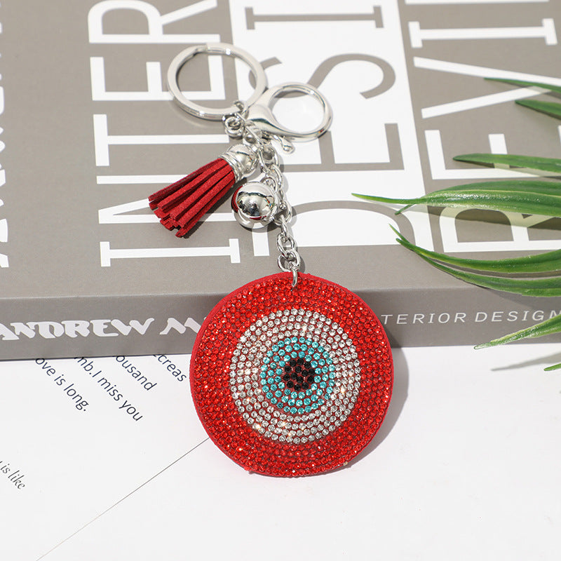 Wholesale 12pcs Diamond Devil Evil Eye Keychain Bag Tassel Pendant Key