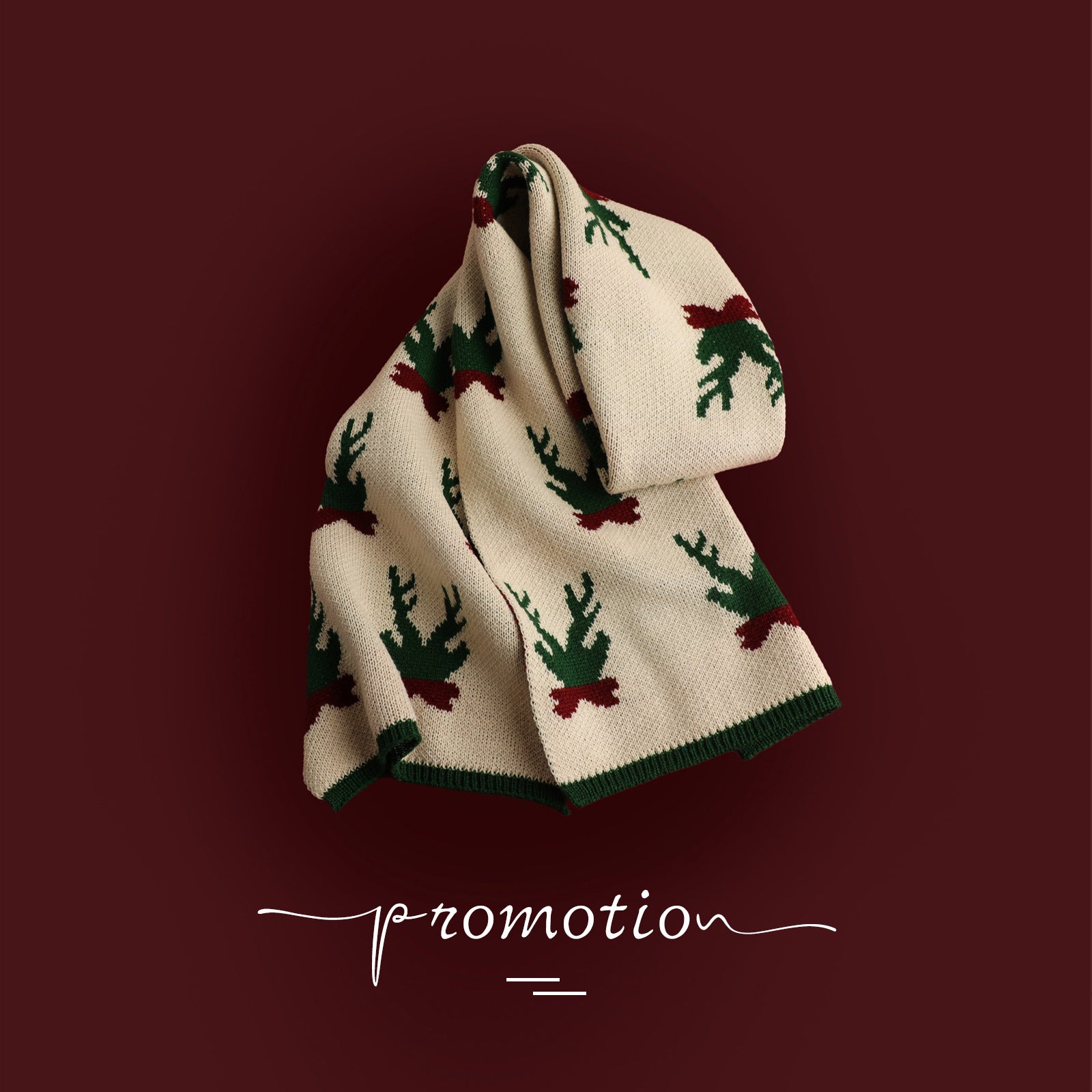 Wholesale Red Christmas Tree Knitted Wool Scarf