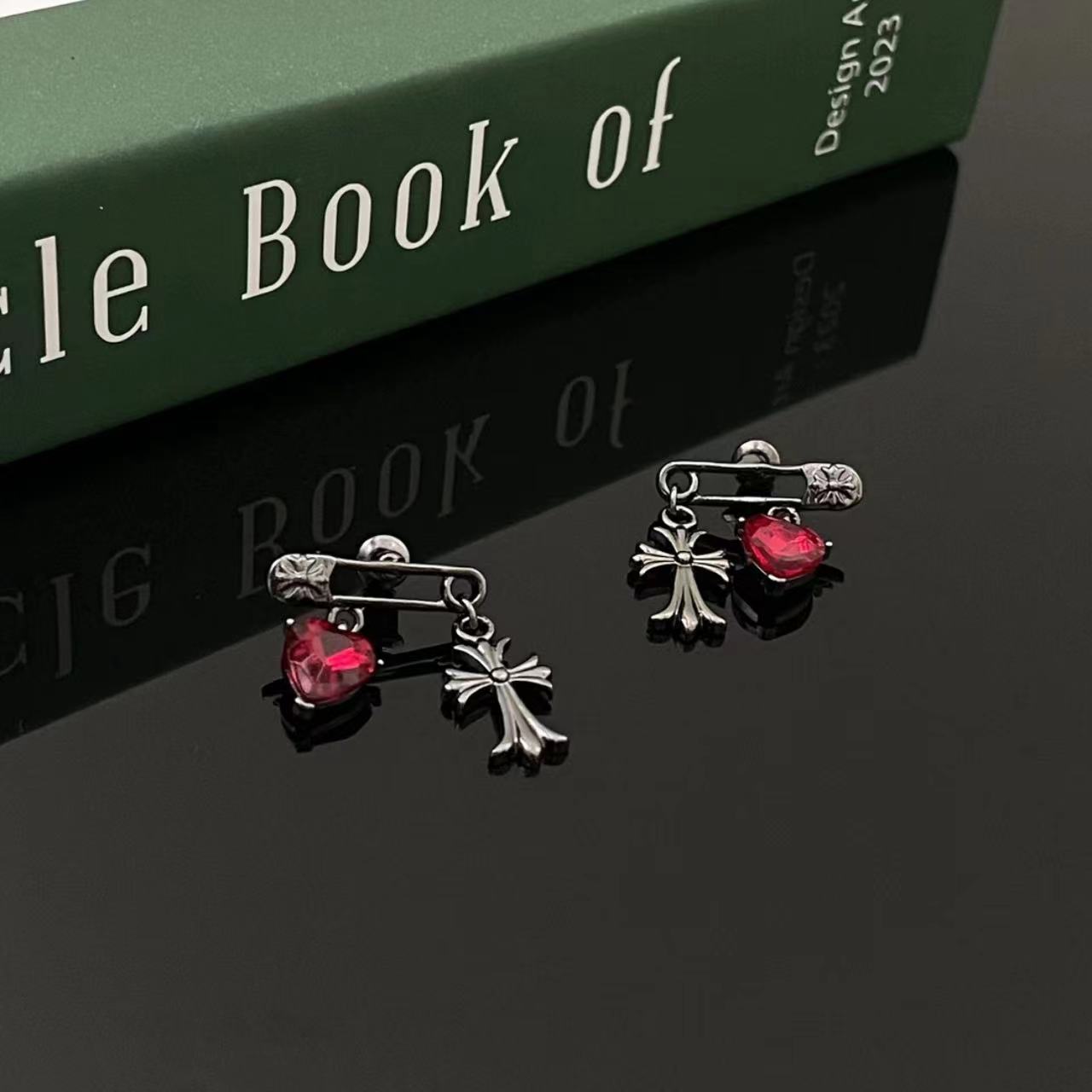Wholesale Dark Cross Heart Earrings