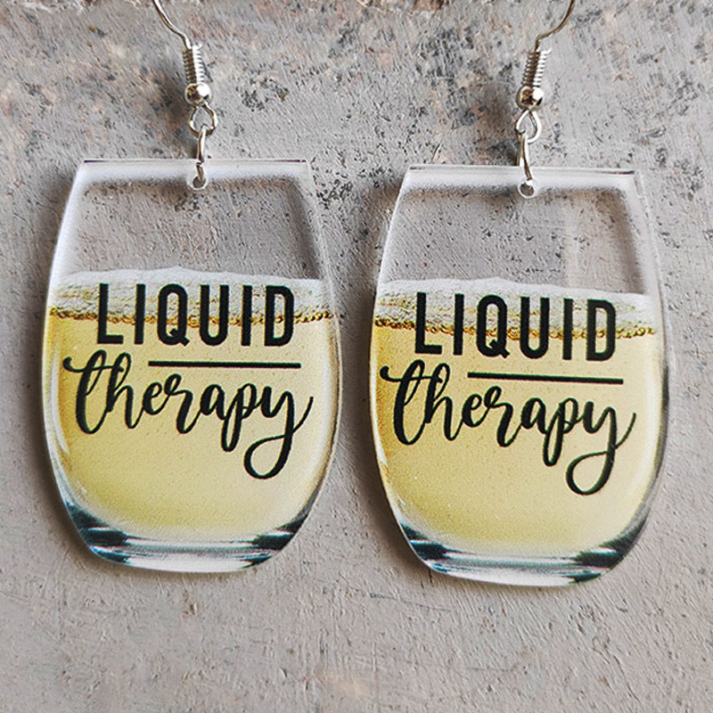 Wholesale 2 Pairs/Pack Wine Glass Letter Little Bee Whiskey Earrings