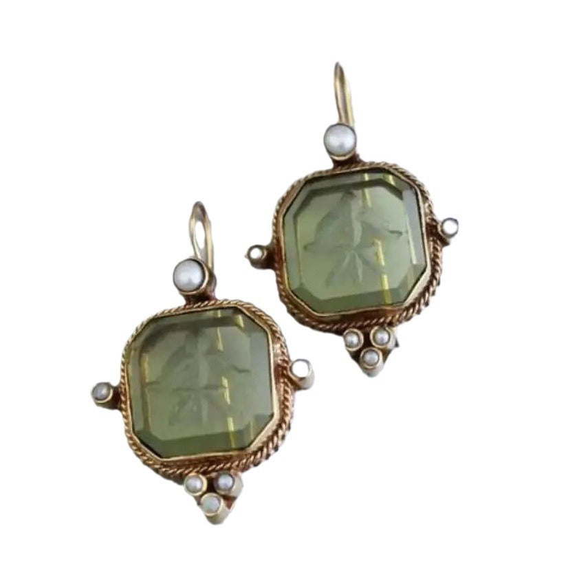 Wholesale Hexagonal green crystal earrings