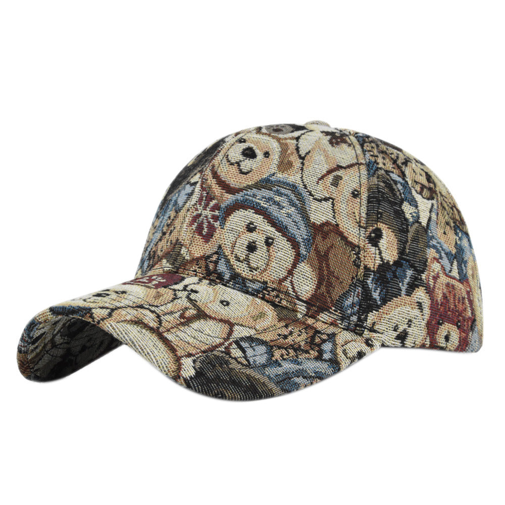 Wholesale Retro Cartoon Bear and Puppy Pattern Baseball Cap