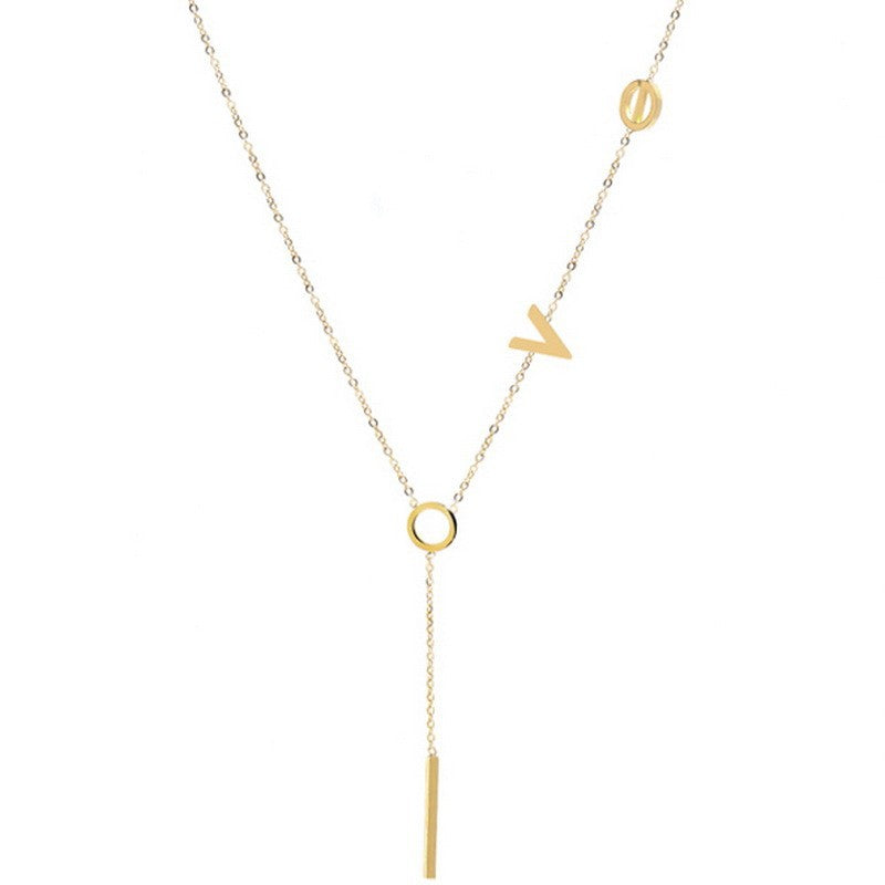 Wholesale LOVE Tassel Necklace Chain Women's Summer Collarbone Chain Simple Niche Woolen Chain Without Fading Valentine's Day