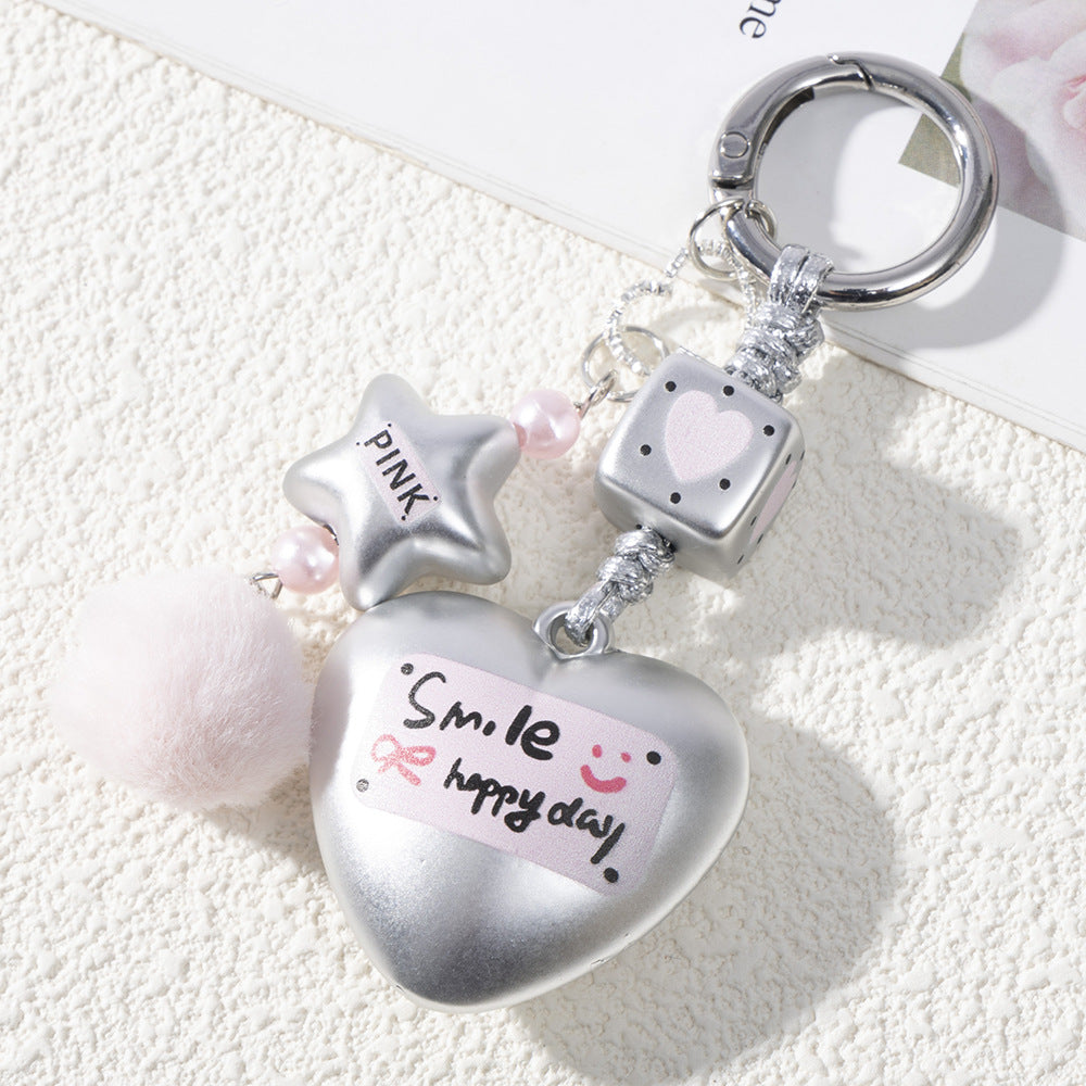 Wholesale Dumb Silver Love Hairball Sweet Metal Keychain
