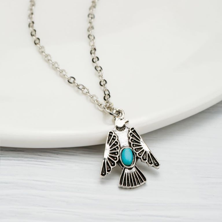 Wholesale 20pcs Turquoise accessories cactus water drop eagle geometric long necklace