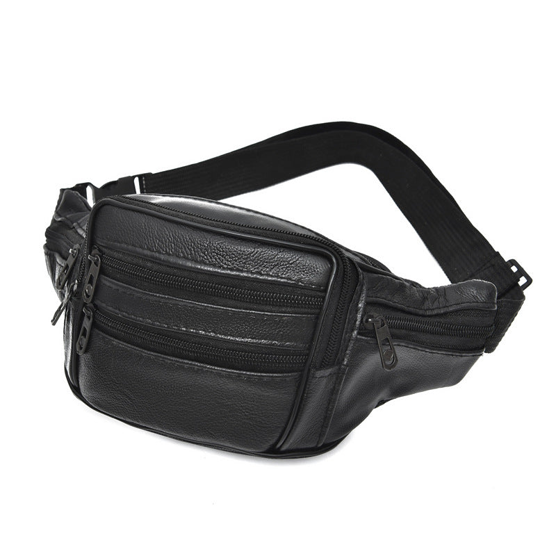 Wholesale Genuine leather waist bag men's shoulder bag multi-compartment cowhide waist bag men's mobile phone bag waist bag for work use wear-resistant