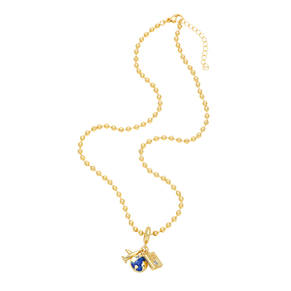 Wholesale creative aircraft pendant necklace niche personalized clavicle chain 18K gold plated