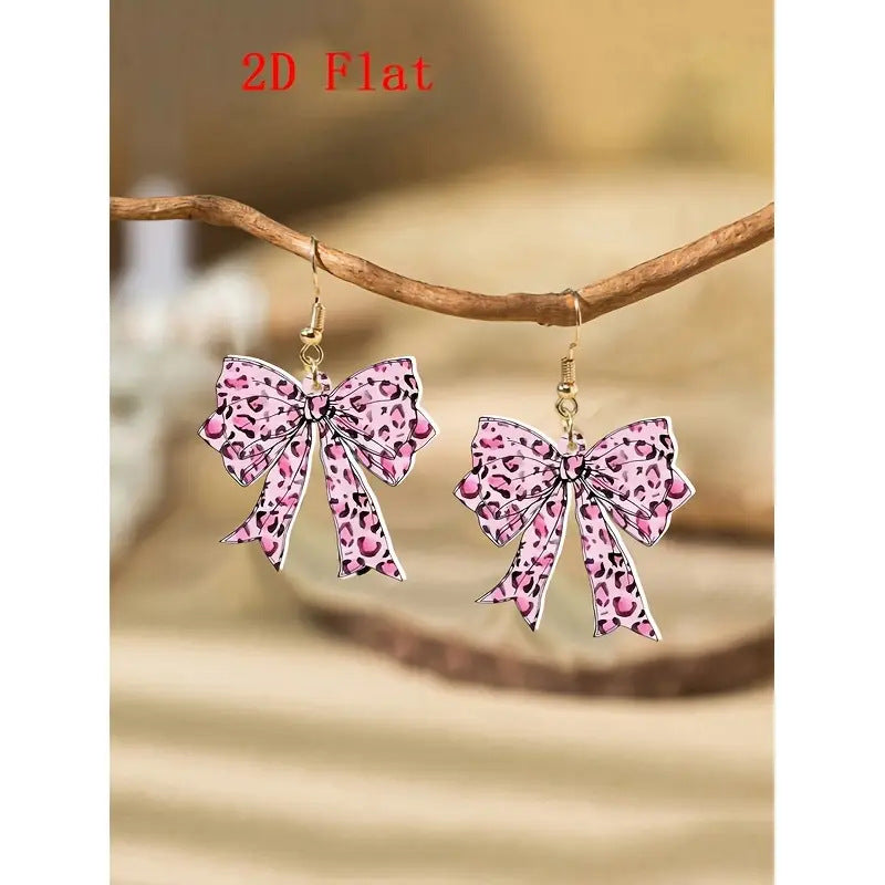 Wholesale Creative leopard print bow acrylic earrings