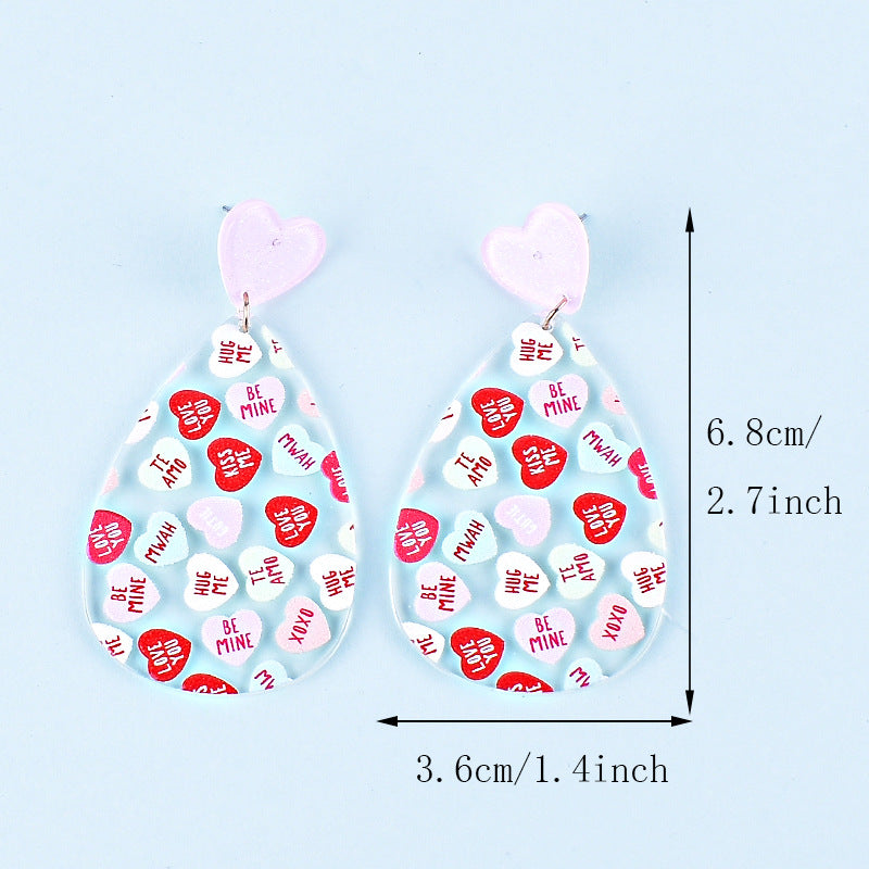 Wholesale Valentine's Day Heart Letters Rectangular Heart Earrings