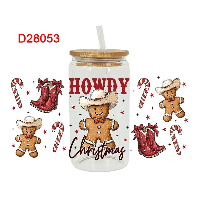 Wholesale Red Christmas Cartoon Series  16oz Cup UV DTF Wraps