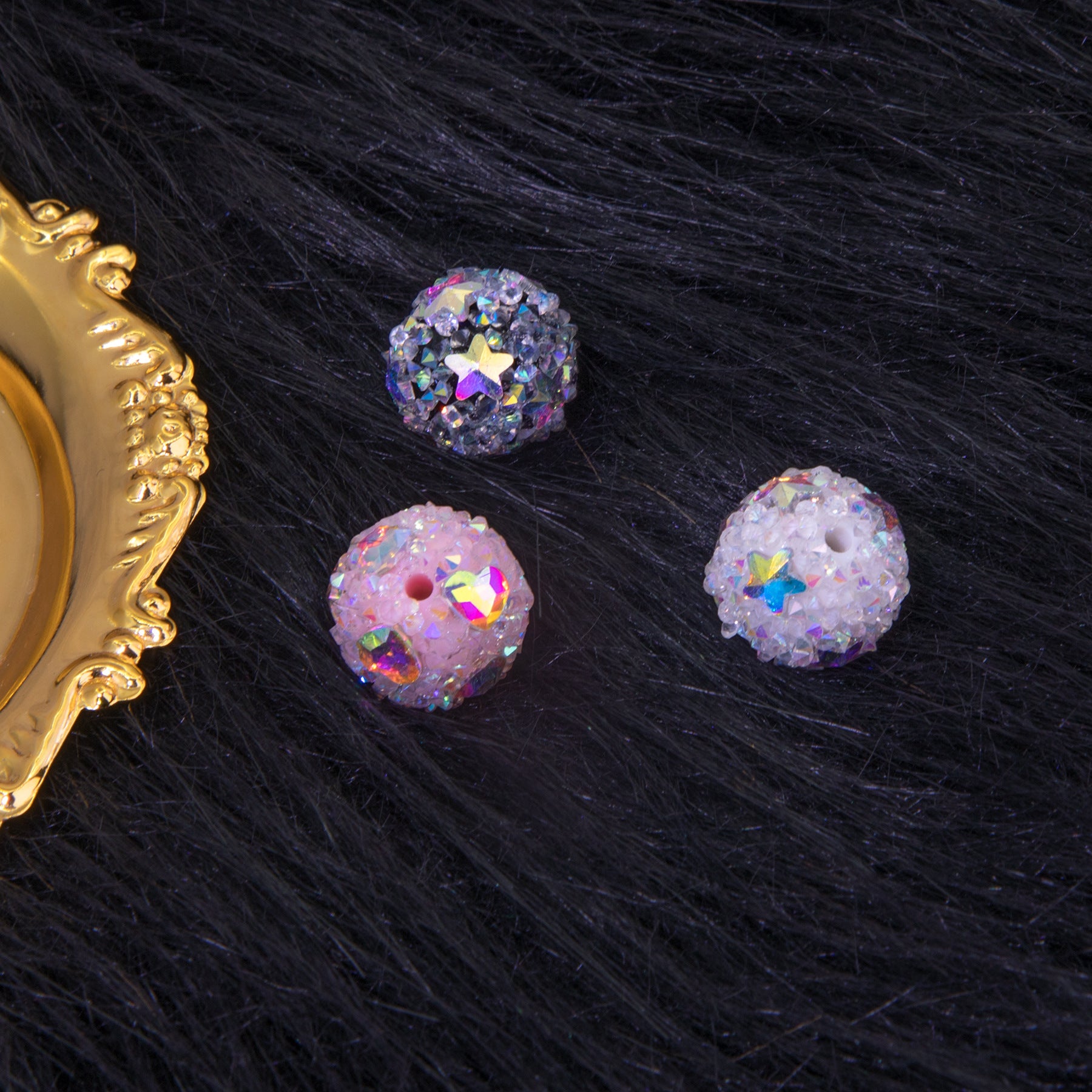 Wholesale 5pcs17mm Colorful Diamond Round Sugar Beads