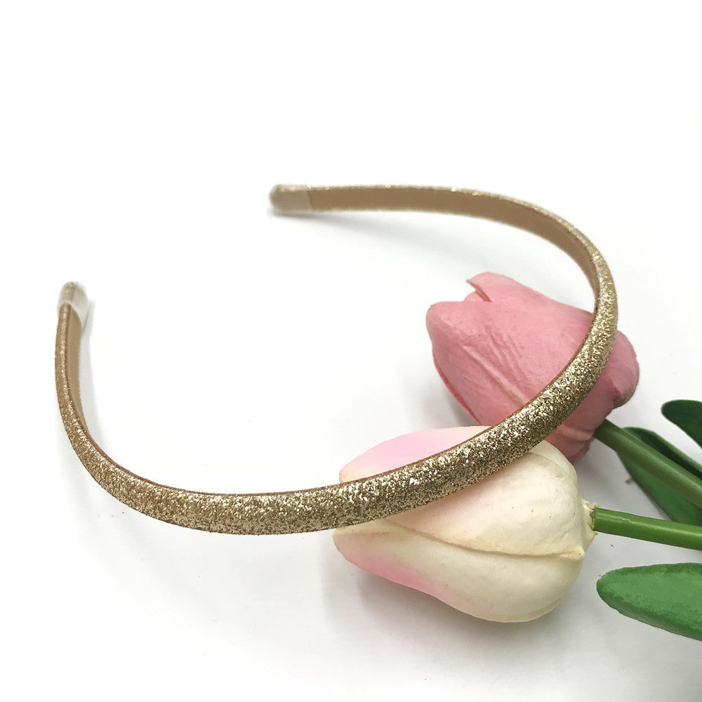 Wholesale Glitter powder retro temperament versatile transparent leather case 0.8cm headband