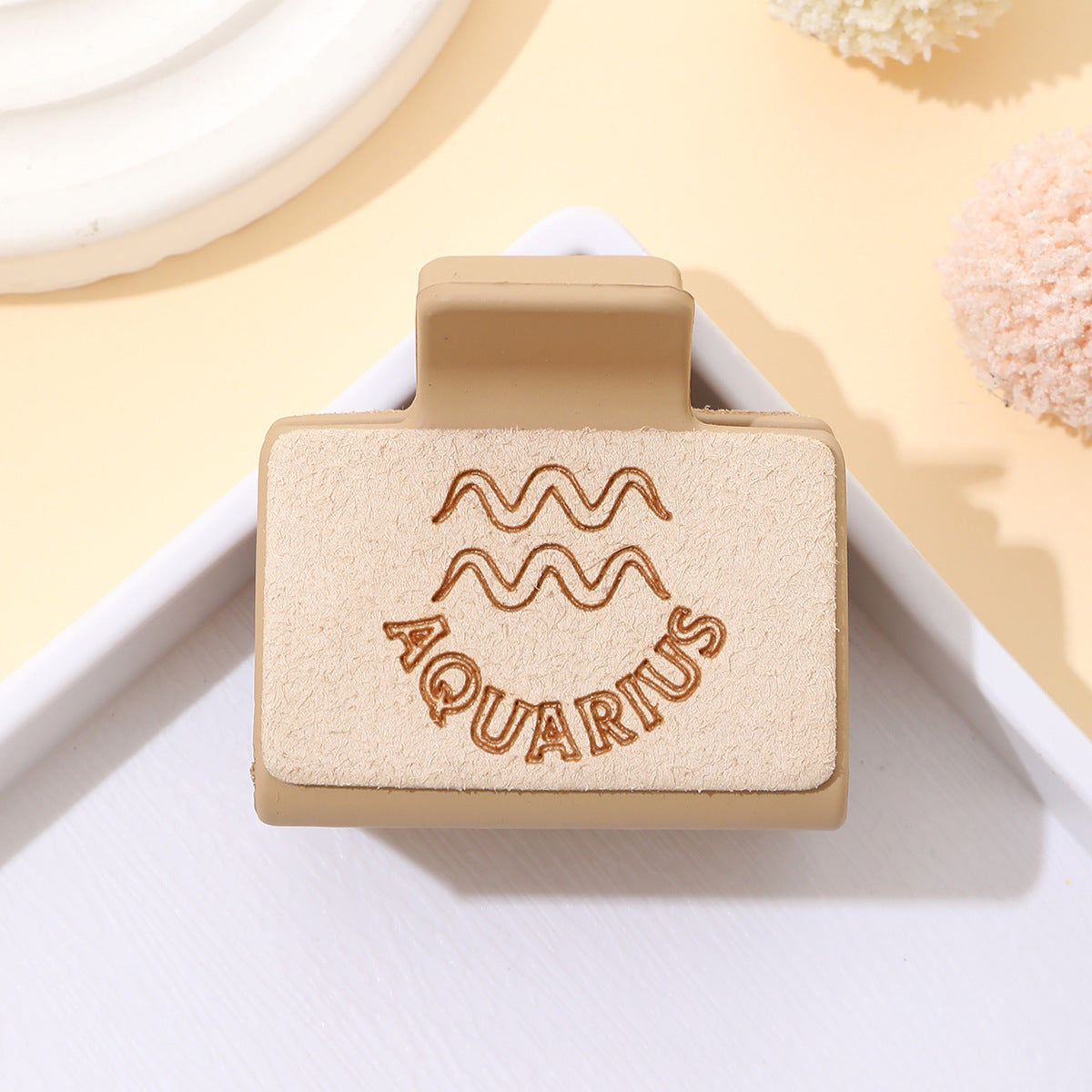 Wholesale Western Style Zodiac Shark Hair Clip Laser Engraved Microfiber Minimalist Updo Hair Clip For Everyday Styling And Gift