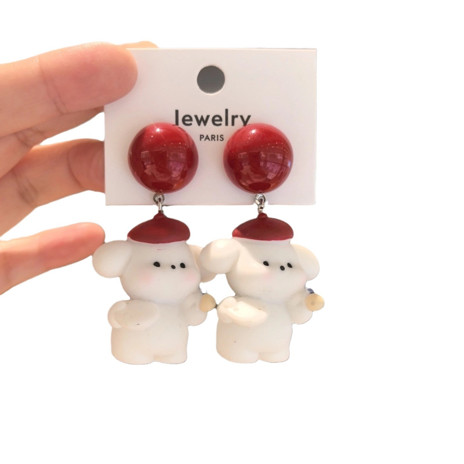 Wholesale Cartoon cute little white dog earrings