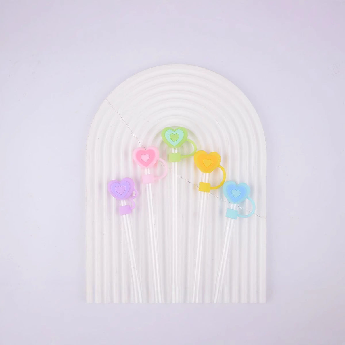 Wholesale  New Creative 10mm Colorful Heart Straw Cap Dustproof 7.5cm Silicone Protective Cup Cover Anti-Fall Accessories