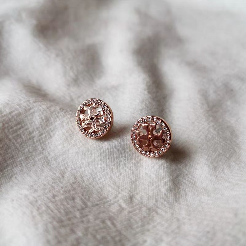 Wholesale Fashion, Light Luxury, Simple Commuting, Niche Design, Inlaid with Rhinestones, Hollowed Out Small Metal Circular Earrings