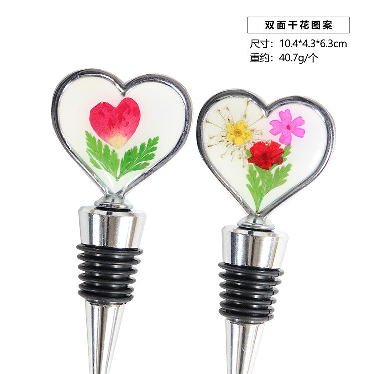 Wholesale 6pcs Creative Dried Flower Specimen Red Wine Bottle Stopper