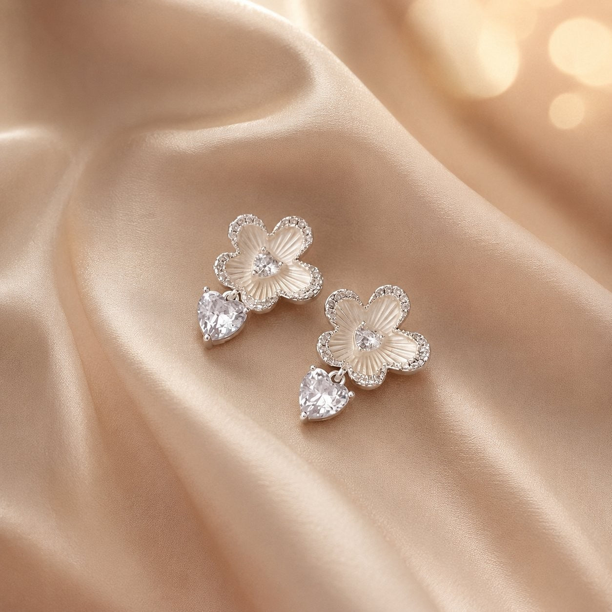 Wholesale Blue Enamel Flower Earrings For Women Pearl Accent Fashion Jewelry Accessory Party Casual Wear Resale