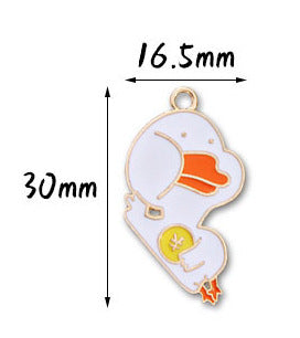 Wholesale 10pcs Cute Refueling Duck Love DIY Alloy Oil Drop Pendant Earring Keychain Pendant