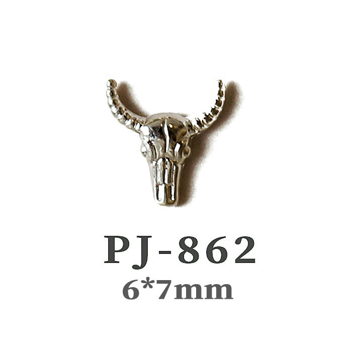 Wholesale  Metal Nail Art Charms Antelope Head Wings Leopard Head Manicure Decorative Accent
