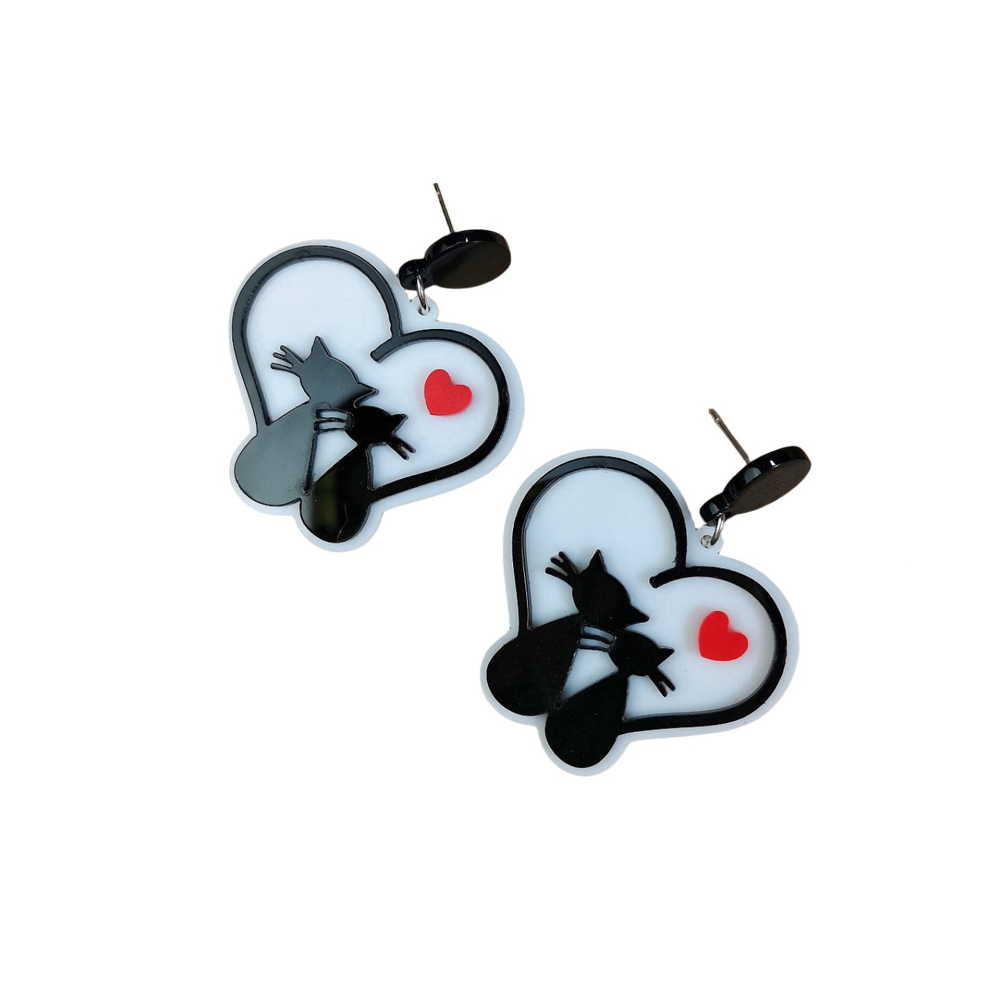 Wholesale Valentine's Day Cat Love Letter Acrylic Earrings
