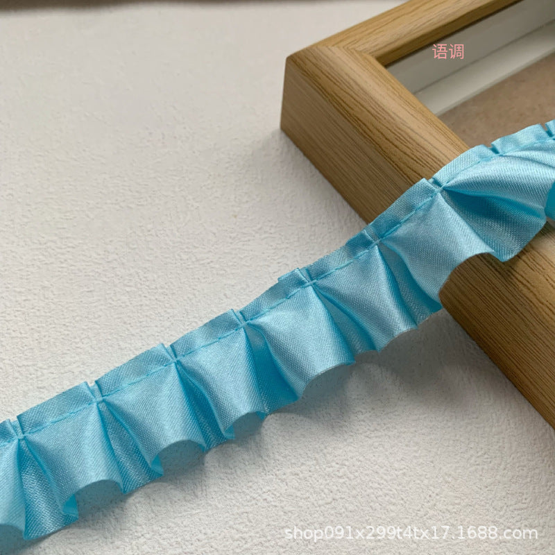 Wholesale 10pcs 2.5cm Satin Pleated Color Lace Baby Clothes Clothing Accessories Handmade Diy Cheering Fan Cartoon Material