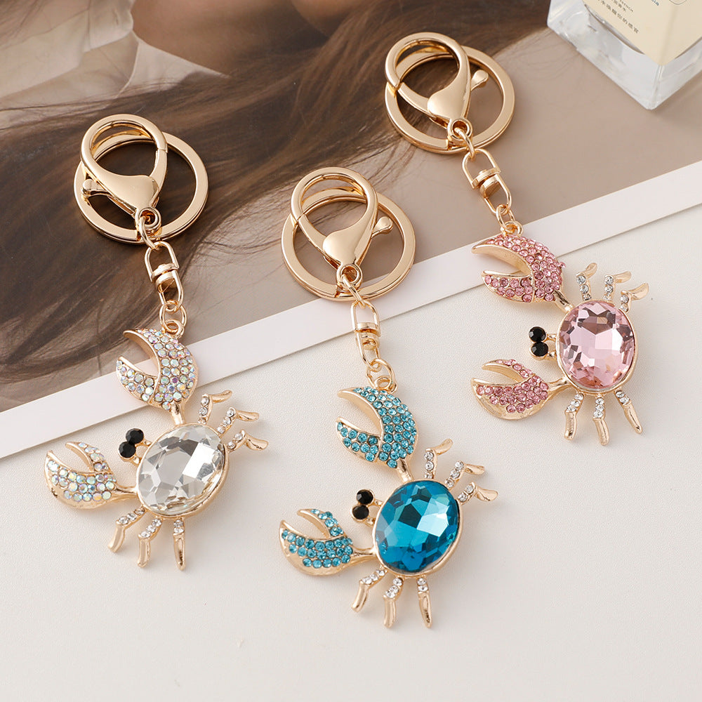 Wholesale Diamond-encrusted Metal Small Crab Stand Key Chain