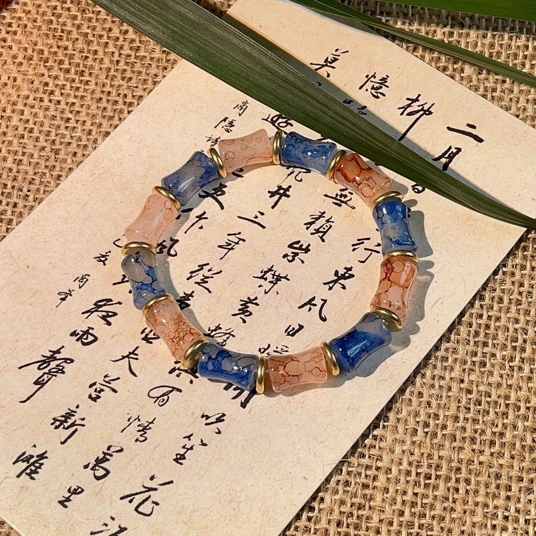 Brazalete de cuerda de cristal de bambú al por mayor