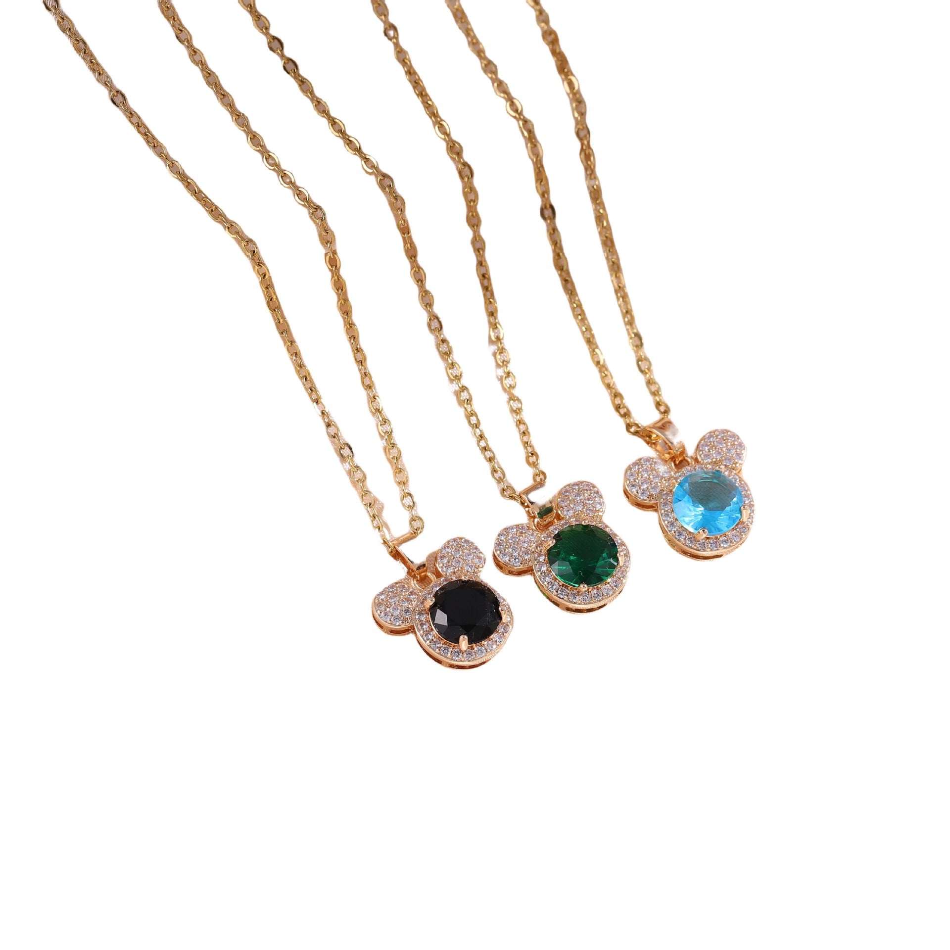 Wholesale Titanium Steel Full Diamond Cute Crystal Collarbone Necklace