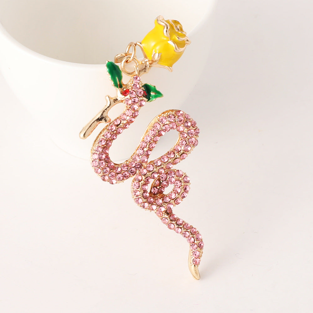 Wholesale New Rose Zodiac Snake Car Keychain Zodiac Animal Bag Key Chain Pendant Small Gift